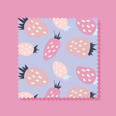 Strawberry vector seamless pattern. Berries in a simple hand-drawn Scandinavian style. Illustration in limited pastel colors ideal for printing on fabric, wrapping paper.