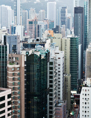 Naklejka premium Crowded apartment buildings in Hong Kong