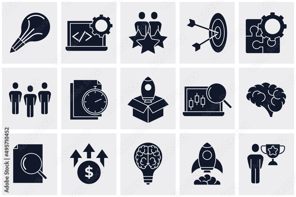 Poster startup set icon symbol template for graphic and web design collection logo vector illustration
