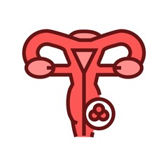 Cervical cancer icon. Female reproductive system disease illustration.