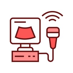 Ultrasonic diagnostic system icon. Medical and scientific illustration.