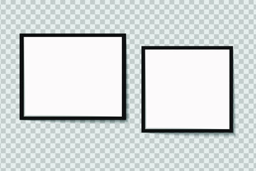 Set of vector Photo frame mockup design on sticky tape isolated on transparent background 