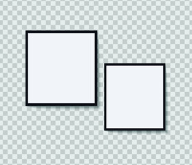 Set of vector Photo frame mockup design on sticky tape isolated on transparent background 