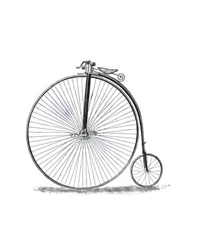 Photo of a 19th century vintage bicycle drawn in the old catalog