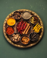 Indian spices and seasoning top view