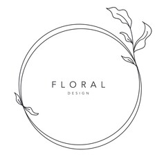 Fototapeta premium flower frame logo wedding frame template round geometric invitation card hand-drawn vector illustration