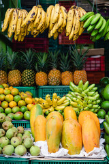 stacked vegetables in paloquemado market square of Bogota_Colombia
