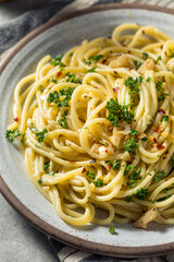 Homemade Italian Spaghetti Algio e Olio