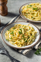 Homemade Italian Spaghetti Algio e Olio