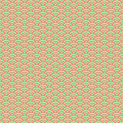 colorful simple vector pixel art seamless pattern of minimalistic mint green and candy pink scaly japanese water waves pattern