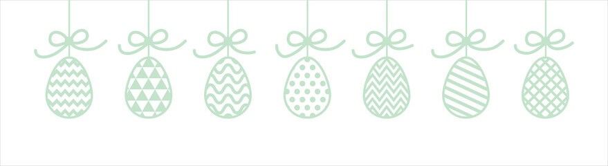 Colourful hanging Easter eggs. Banner concept. Vector