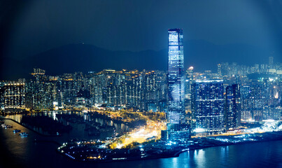 Fototapeta na wymiar Aerial view of Hong Kong cityscape at night