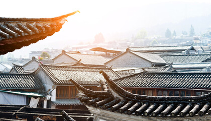 Roofs of Chinese ancient house - Powered by Adobe