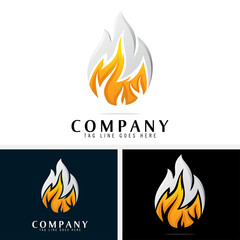 modern creative fox tail logo design, fire and tail fox logo concept in previews black and white