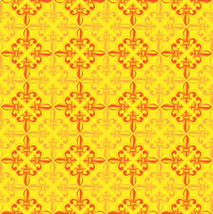 Vector illustration yellow seamless background with lily (fleur de lys) for print fabric or poster