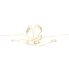 Mother Holding a Baby Print, Printable Nursery Gold Line Art, Mother and Baby Wall Line Art, Minimal Gold Line Art, Mother and Child Line Drawing, Holding Baby Feet Gold Line Art, White Background	