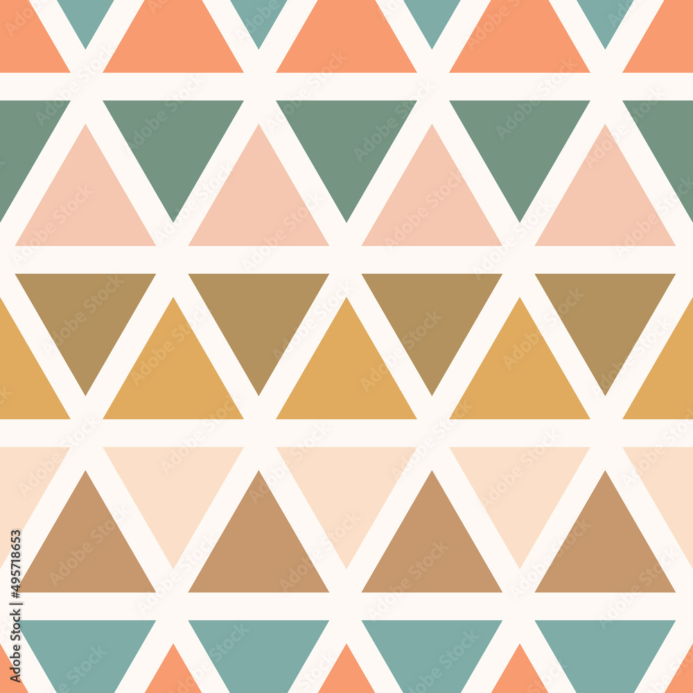 Poster abstract geometric vector pattern with triangles, seamless repeat background.