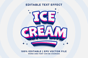 Editable text effect - Ice Cream 3d Cartoon Cute template style premium vector