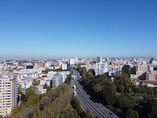 Aerial view of the streets of Porto. Portugal