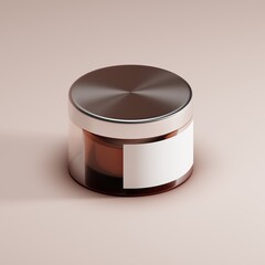 cosmetic cream container on pastel background, 3d illustration