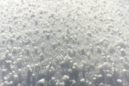 Close up of Graupel Snow pellets, formed when supercooled water droplets Freeze onto Snow Crystals