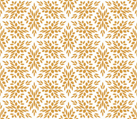 Flower geometric pattern. Seamless vector background. White and gold ornament