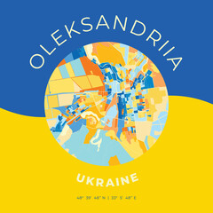 Oleksandriia, Ukraine, patriotic map print template