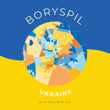 Boryspil, Ukraine, Patriotic Map Print Template