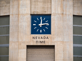 Closeup shot of a blue clock in Hoover, Arizona, United States of America