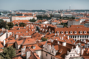 Fototapeta na wymiar Roofs of Prague, elevated view