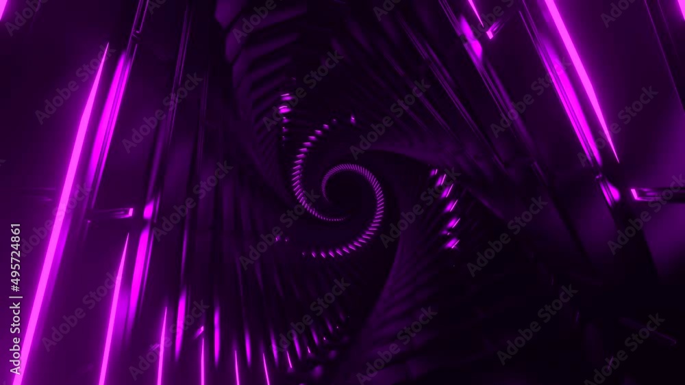 Poster green and purple background.design. a bright abstraction that creates a corridor with light at the e