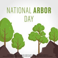 Obraz premium Arbor Day. Plant and tree vector. National Arbor Day Vector Illustration. Suitable for Greeting Card, Poster and Banner
