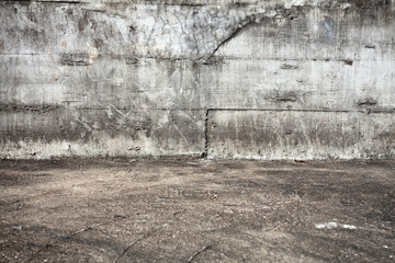 Scenery with concrete wall and concrete floor.