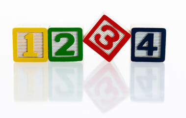 1234 toy blocks on white background