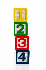 1234 toy blocks on white background
