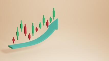 3D rendering candlestick chart finance and stock market Minimal Cryptocurrency Trading Ideas investment trading exchange diorama finance indices market forex on a 3D rendering background