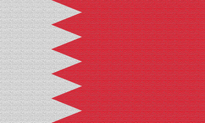 Fototapeta premium Bahrain flag. BH national goverment logo. State banner of capital of Manama . Bahrain patriotism symbol. Nation independence BHR. Flag with filter texturization. 2D Image