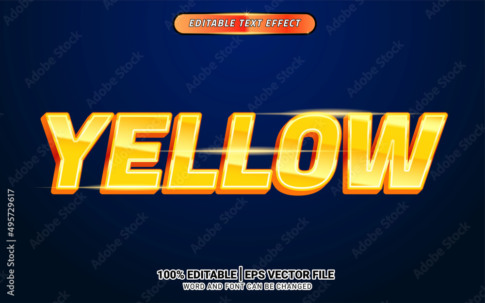 Fototapete yellow glow shiny 3d editable text effect template vector design headline title element artwork