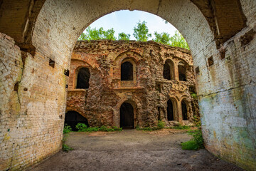 Fototapeta na wymiar Ruins of Fort outpost Dubno or Tarakaniv Fort in Rivne region, Ukraine.