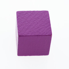 Single wooden block on white background