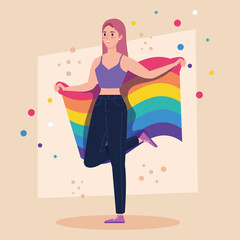 lady with lgtbi flag