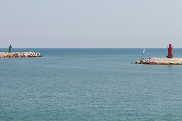 Fototapeta premium Mediterranean Sea and Lighthouse. Trani, Italy