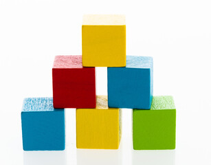 Pyramid of blocks on white background