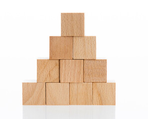 Pyramid of blocks on white background