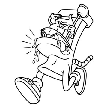 recommend clip art: Coloring illustration of cartoon running toilet