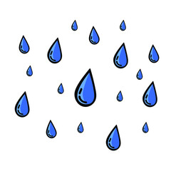 Water tear drop sketch icons set. Rain pouring hand drawn vector symbol