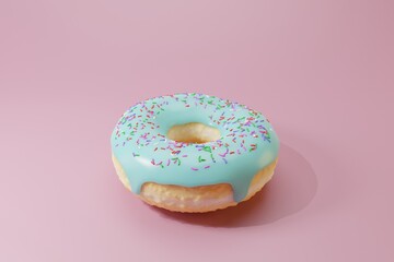 3d render of glazed donut with sweet sprinkle