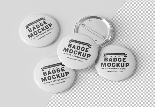 Badge Pin Button Mockup Isolated on White