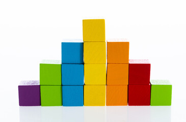 Pyramid of blocks on white background