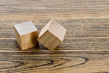 Two wooden blocks on the table